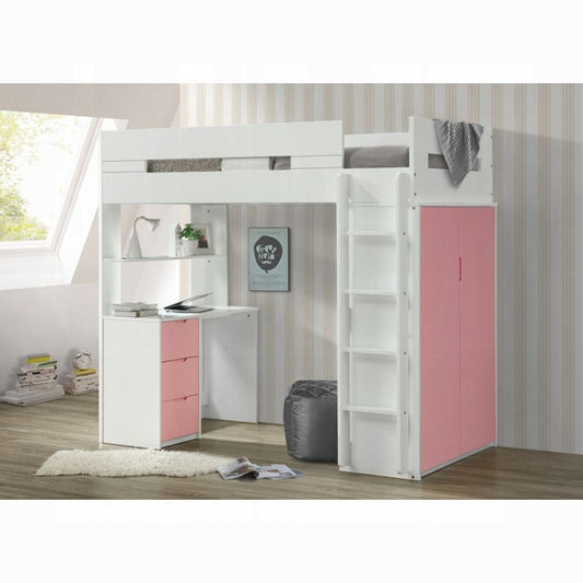 Nerice Twin Loft Bed W/Desk & Wardrobe