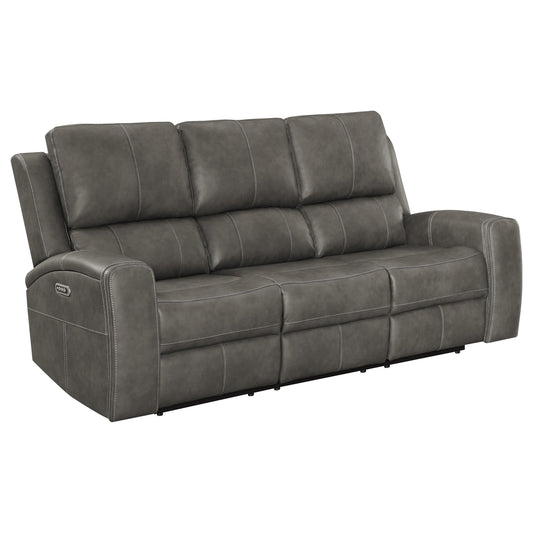 Brickston Triple Power Reclining Sofa Charcoal
