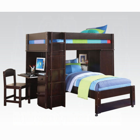 Lars Twin/Twin Loft Bed W/Wardrobe & Desk & Chair