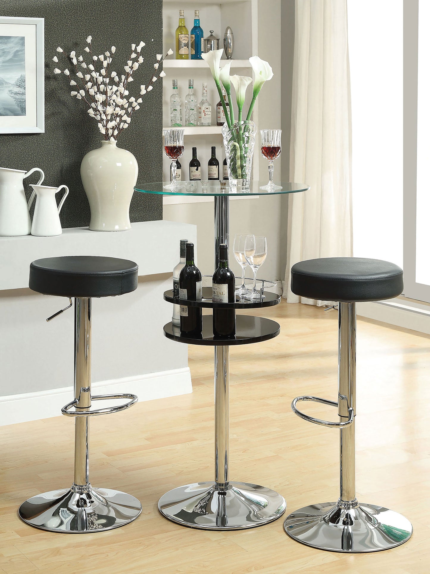 Ramses 29-inch Adjustable Bar Stool Chrome and Black