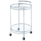 Chrissy Round Glass Shelf Metal Bar Cart Chrome