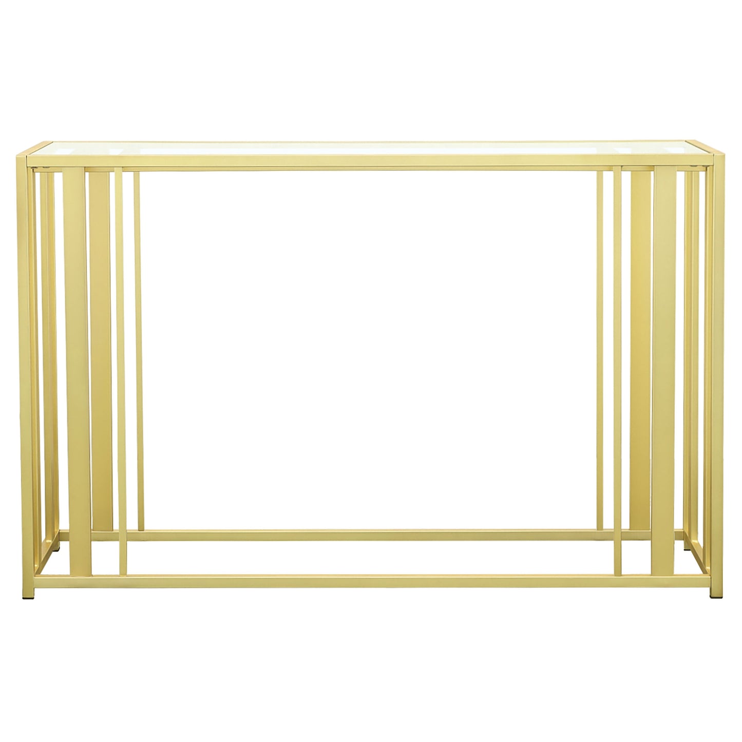 Adri Glass Top Entryway Console Table Matte Brass