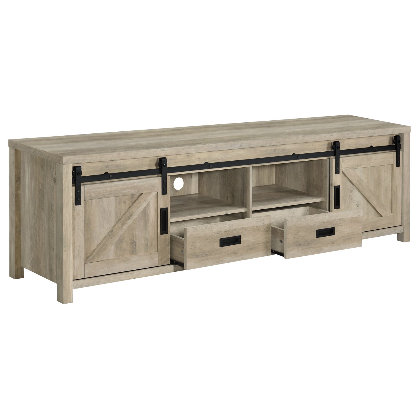 Madra 2-door Engineered Wood 79-inch TV Stand Distressed Pine