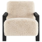 Fitzroy Faux Fur Upholstered Chair Solid Wood Arms Latte
