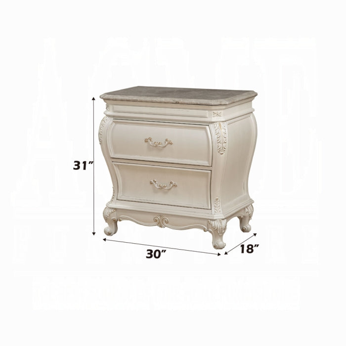 Chantelle Nightstand W/Marble Top