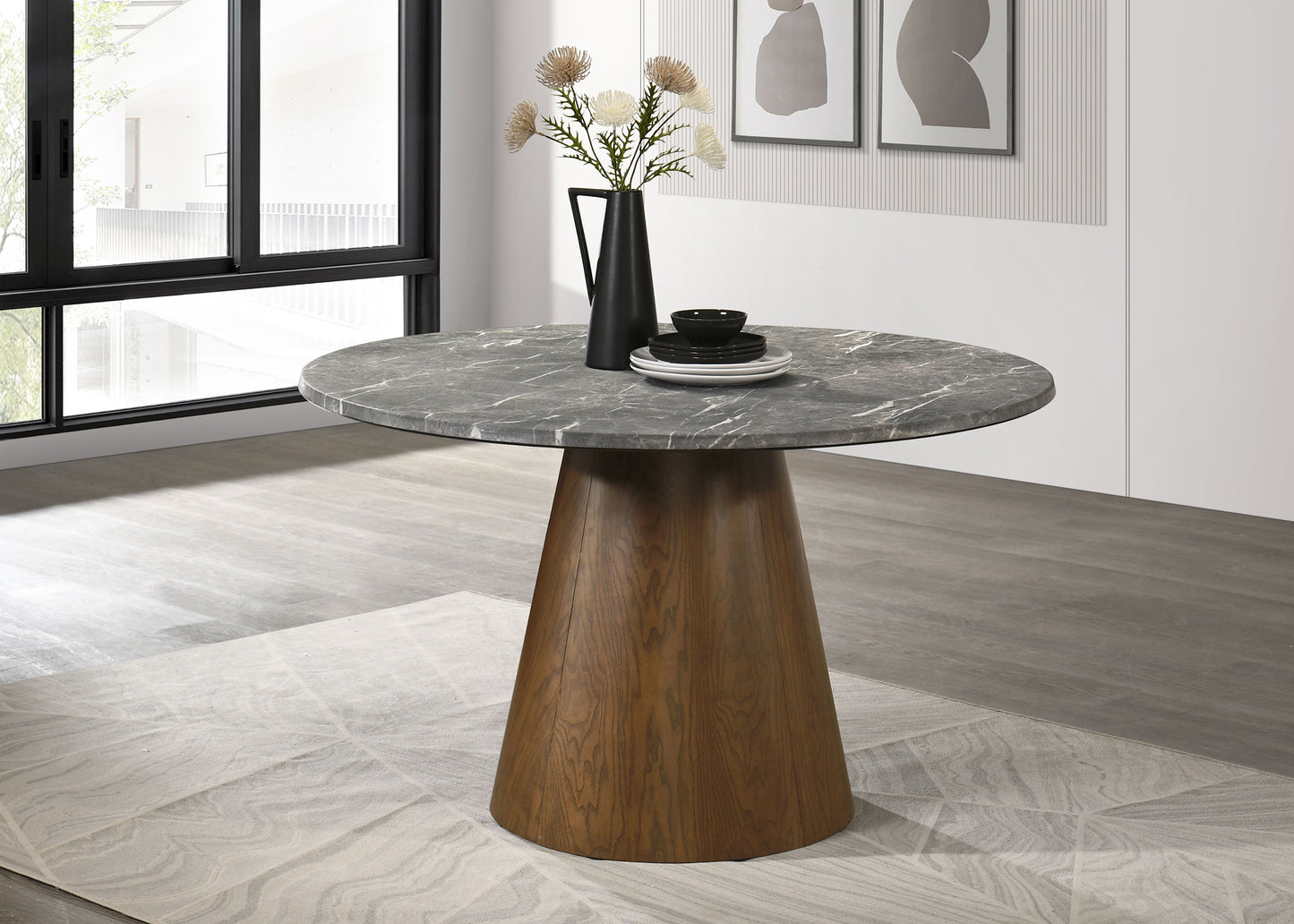 Franklin 50-inch Round Dining Table Grey and Dark Oak