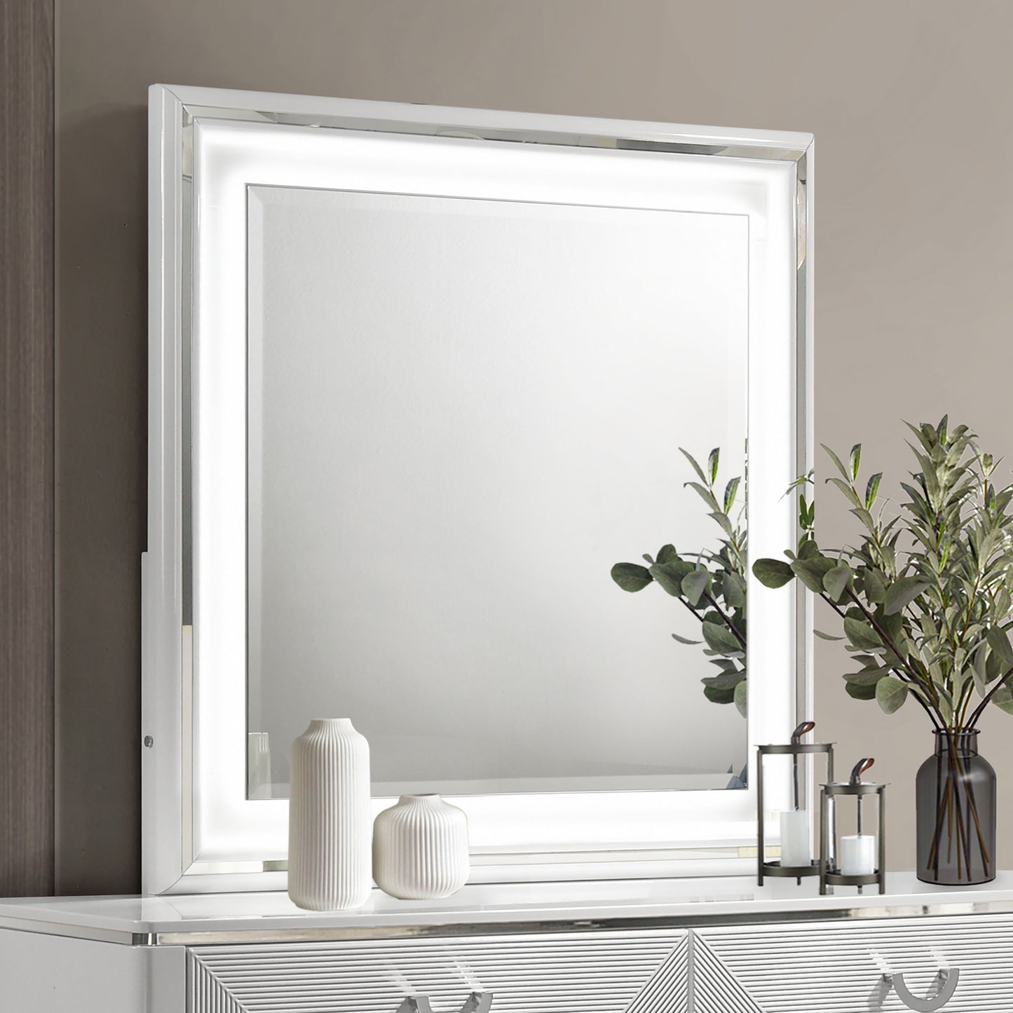 Cassia Dresser Mirror White High Gloss