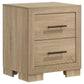 Arielle 2-drawer Bedroom Nightstand with Casters Light Oak