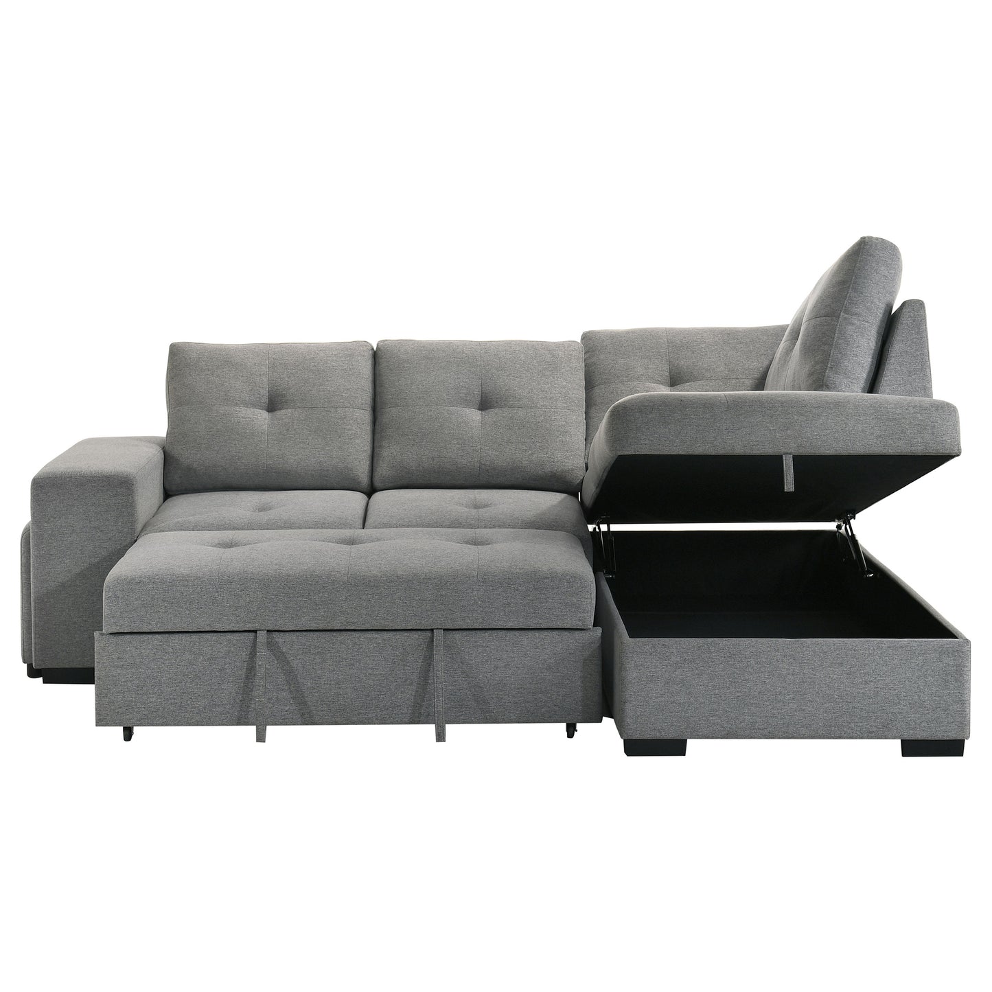 Roanne Fabric Upholstered Sleeper Sectional Sofa Grey