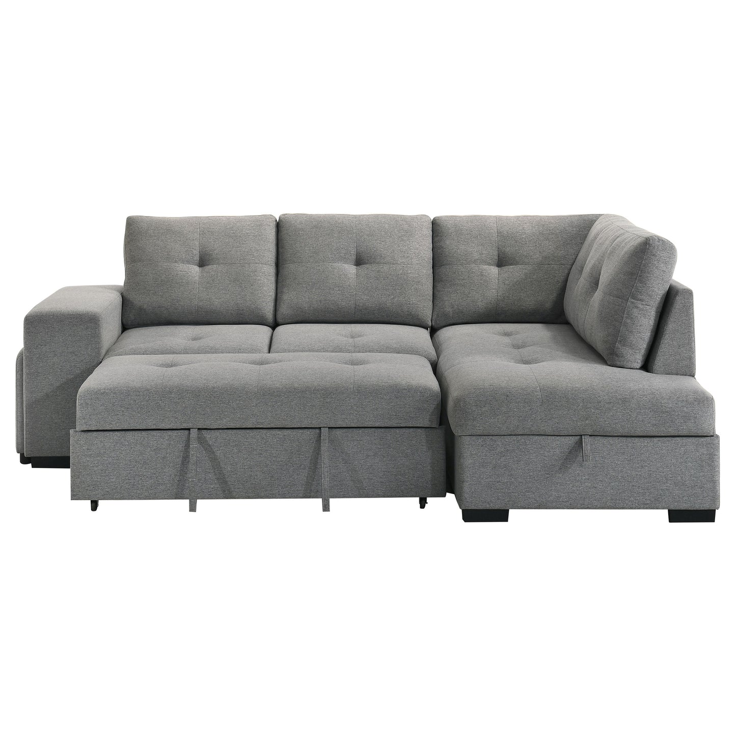 Roanne Fabric Upholstered Sleeper Sectional Sofa Grey