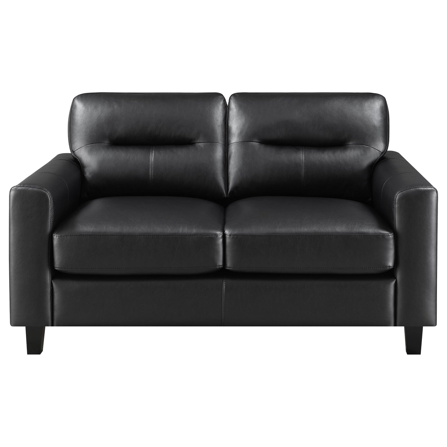 Scotland Faux Leather Upholstered Track Arm Loveseat Black