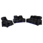 Zuma 3-piece Faux Leather Dual Power LED Sofa Set Black