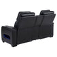 Zuma Faux Leather Dual Power Reclining LED Loveseat Black
