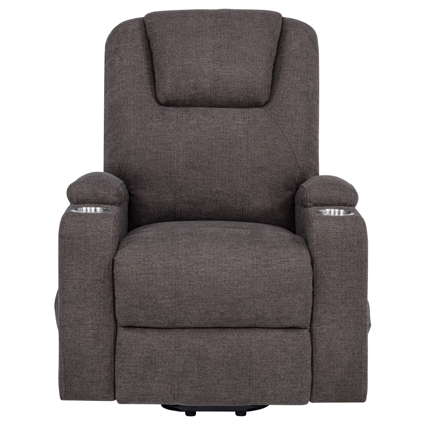 Louie Chenille Upholstered Power Lift Massage Chair Brown