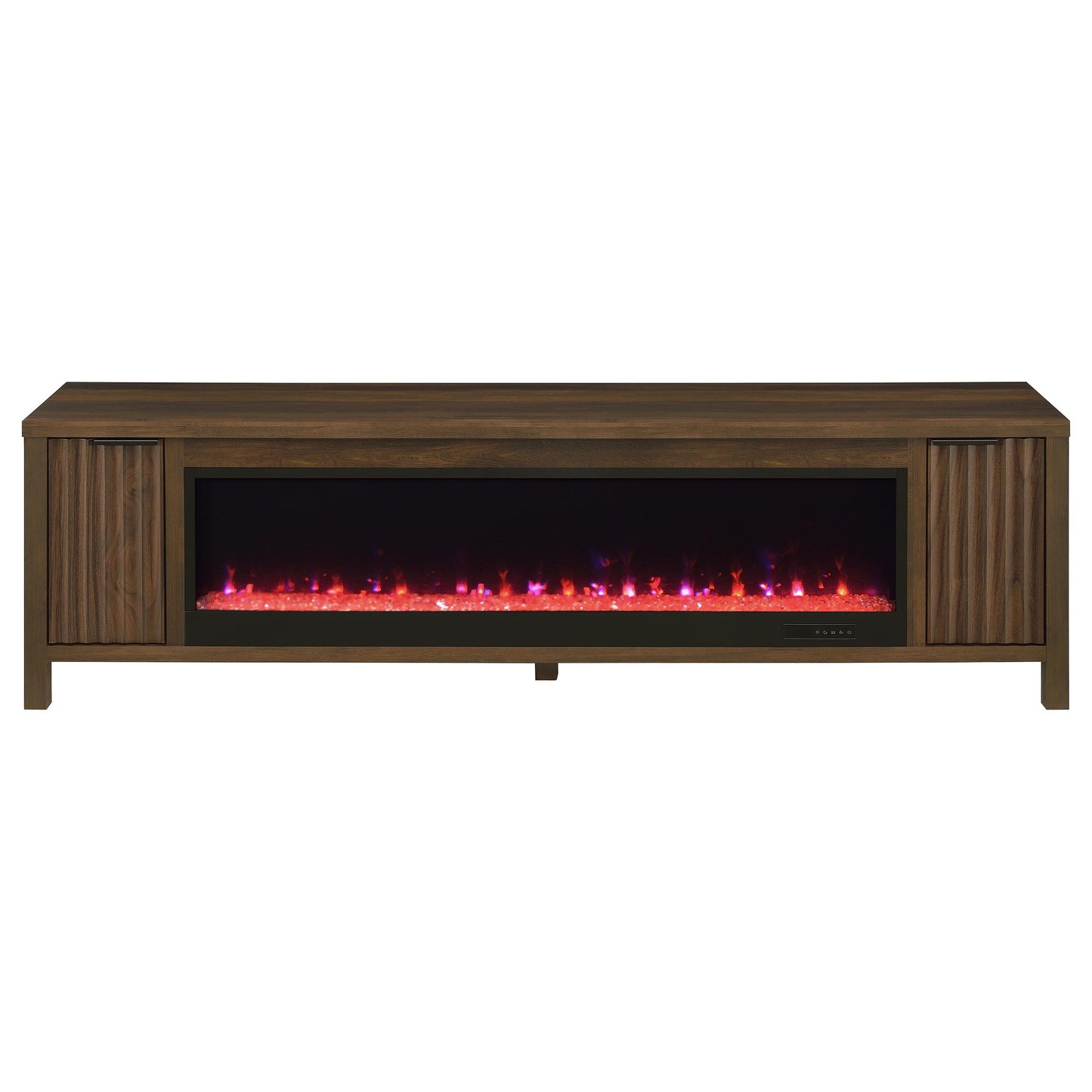 Carey 79-inch TV Stand Fireplace Media Console Dark Pine