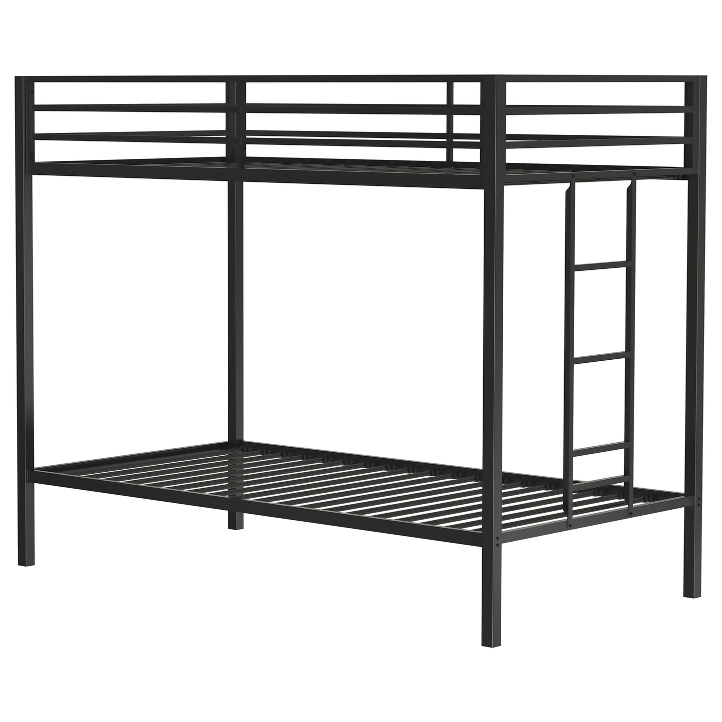 Alevera Metal Twin Over Twin Bunk Bed with Ladder Black