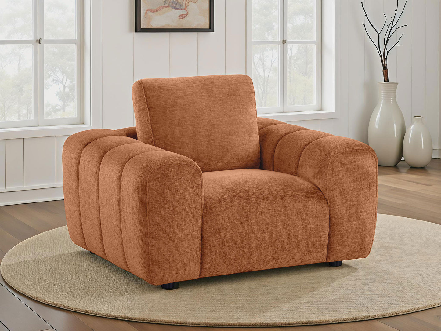 Burnett Chenille Upholstered Accent Chair Burnt Orange