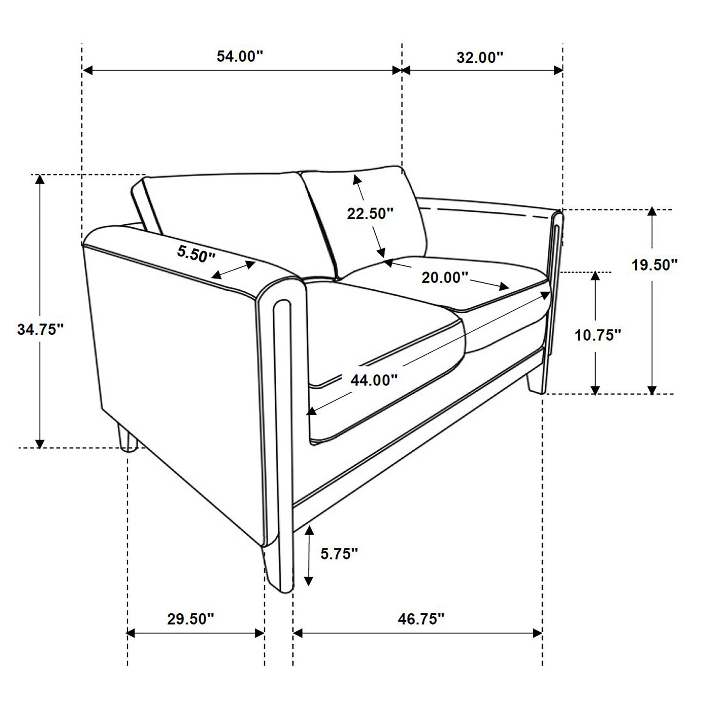 Islington Fabric Upholstered Panel Arm Loveseat Taupe