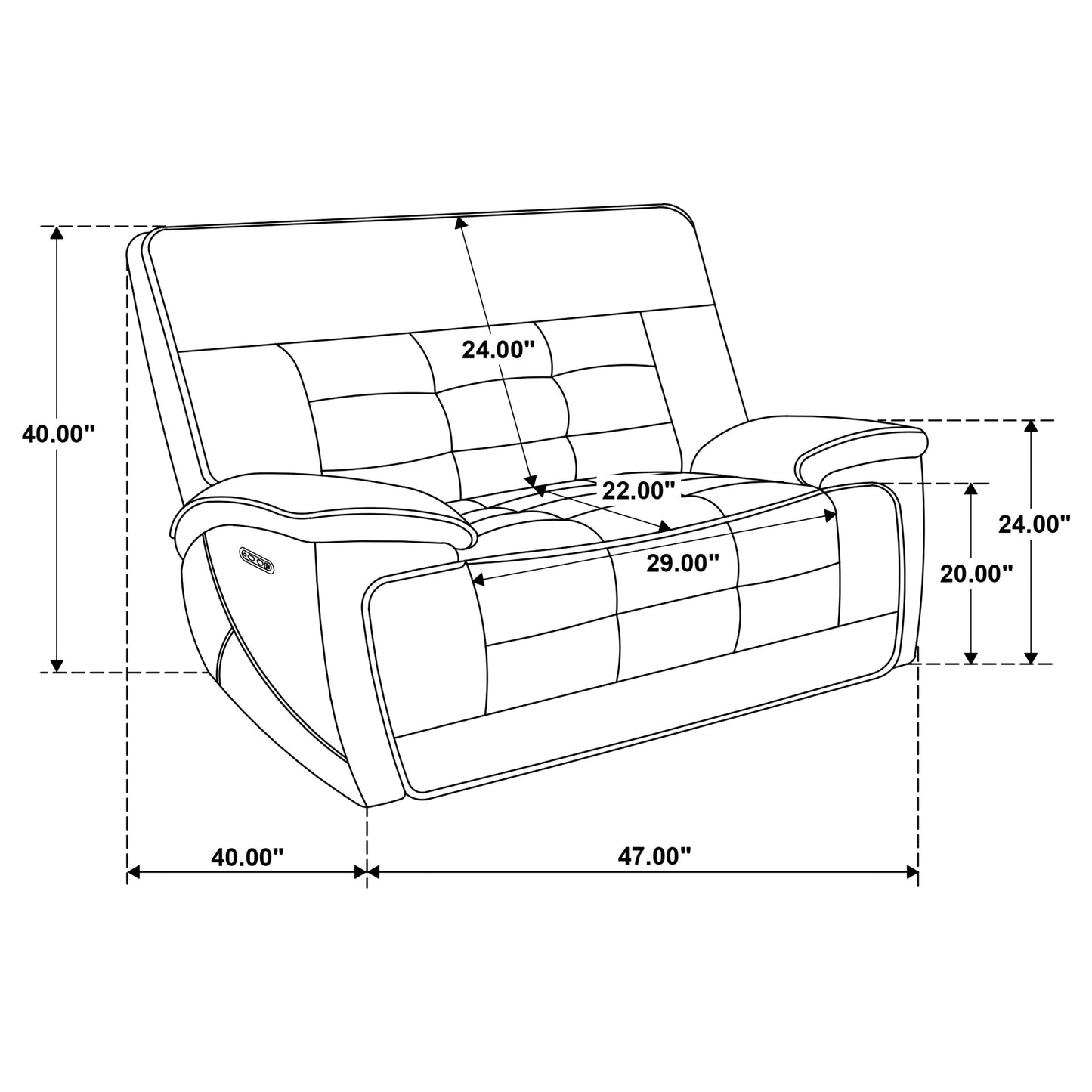 Hewitt Leather Upholstered Dual Power Recliner Chair Black