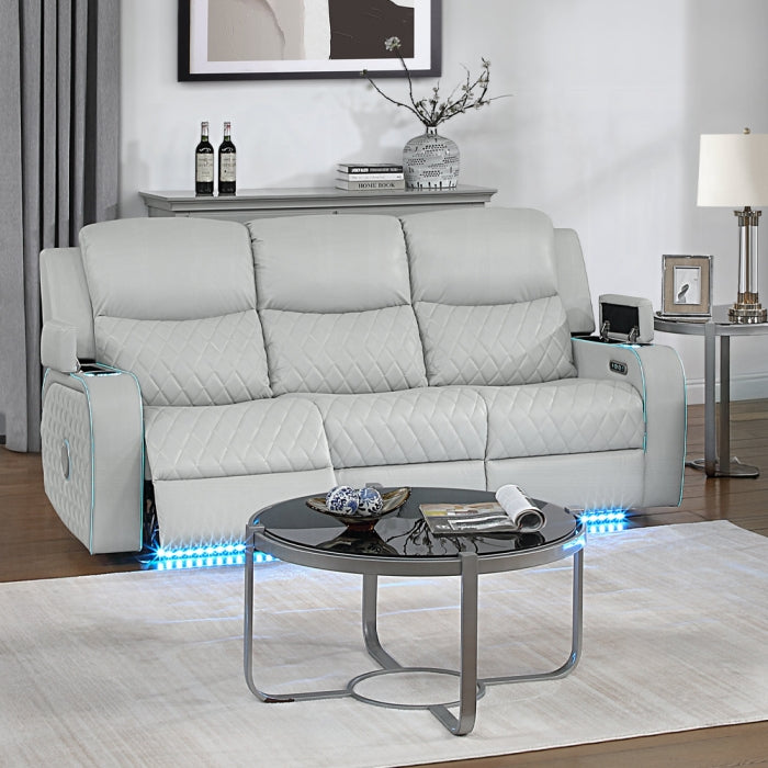 Elonzo Power Motion Sofa w/LED, Power Headrest & Speaker