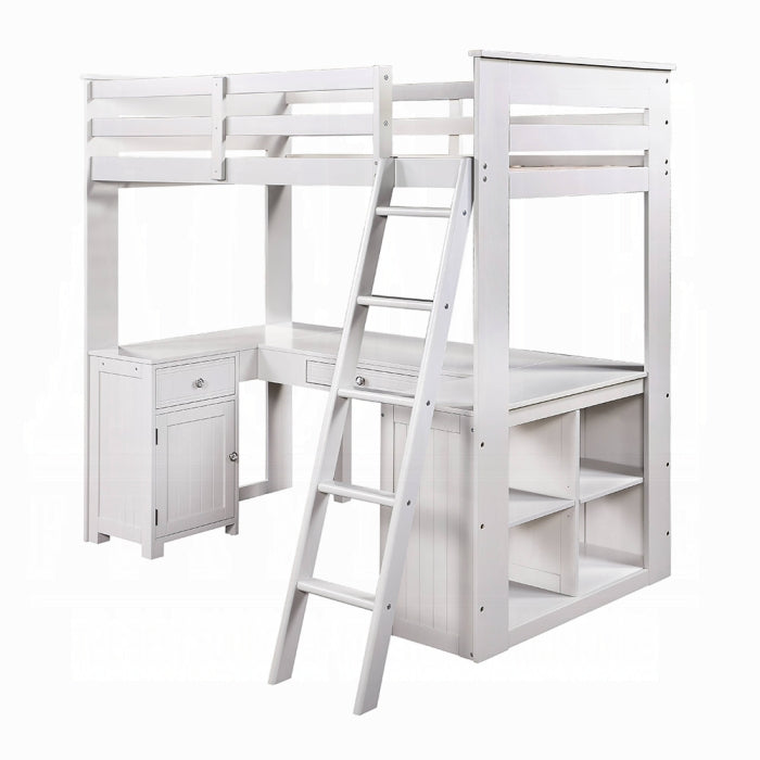 Ambar Twin Loft Bed W/Desk & Bookcase & Chest