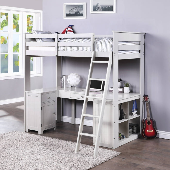 Ambar Twin Loft Bed W/Desk & Bookcase & Chest