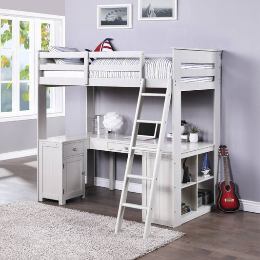 Ambar Twin Loft Bed W/Desk & Bookcase & Chest