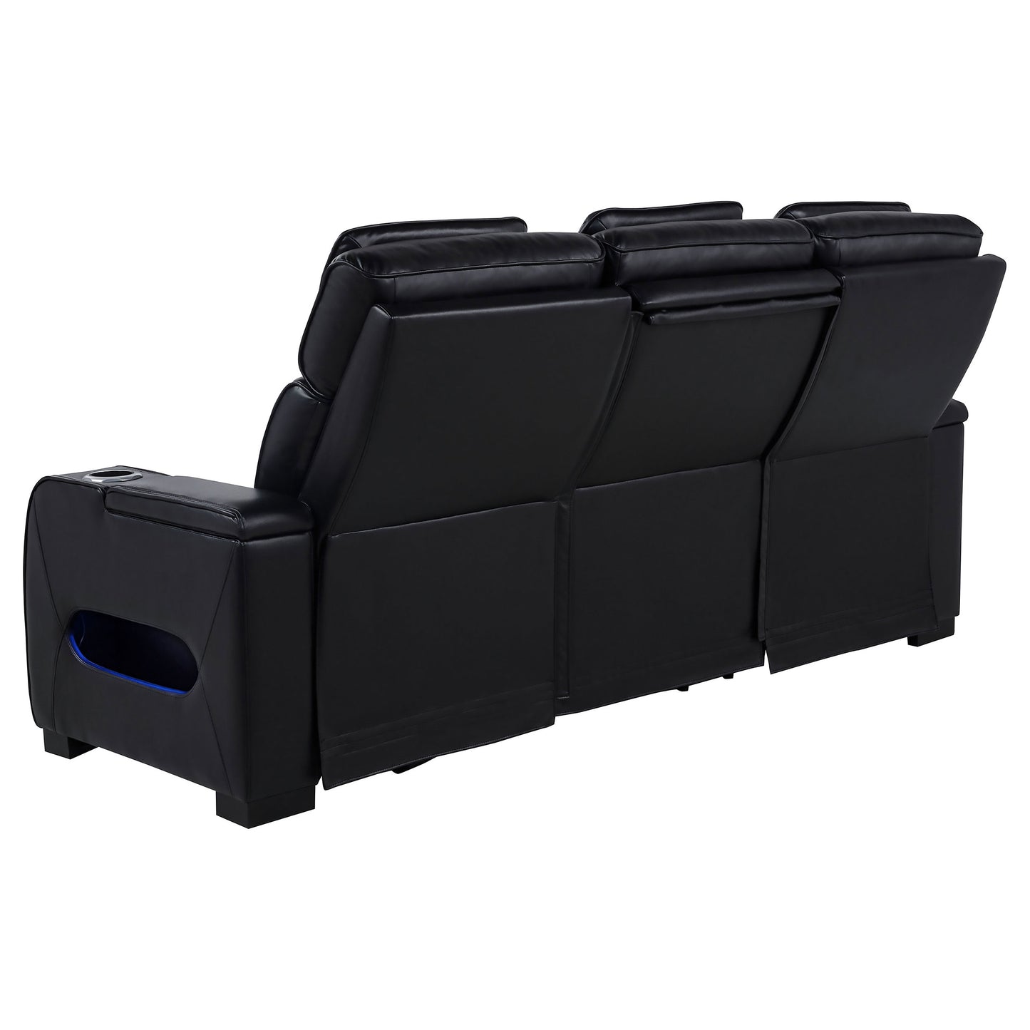 Zuma 2-piece Faux Leather Dual Power LED Sofa Set Black