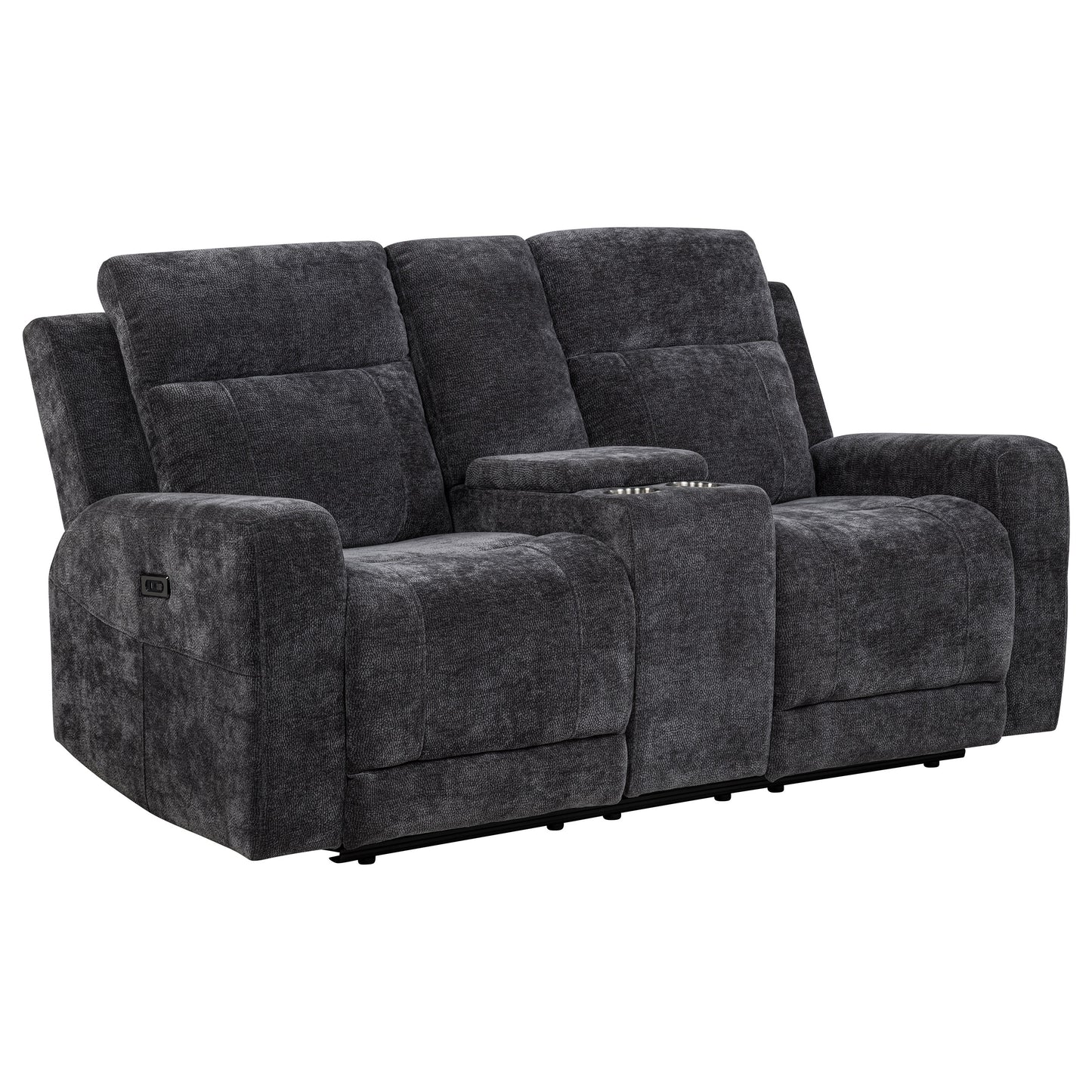 Kennett 3-piece Chenille Power Reclining Sofa Set Dark Grey