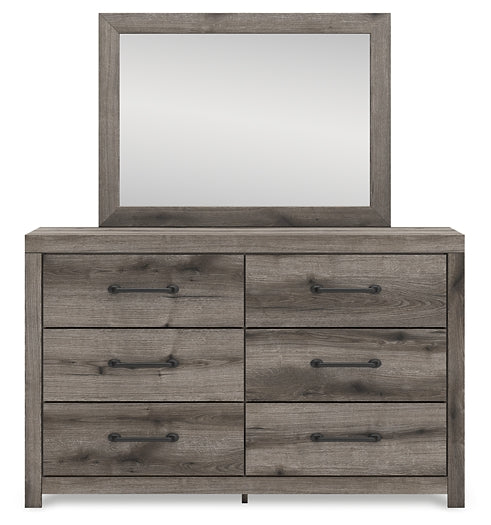 Graystorm Twin Panel Bed with Mirrored Dresser and Nightstand