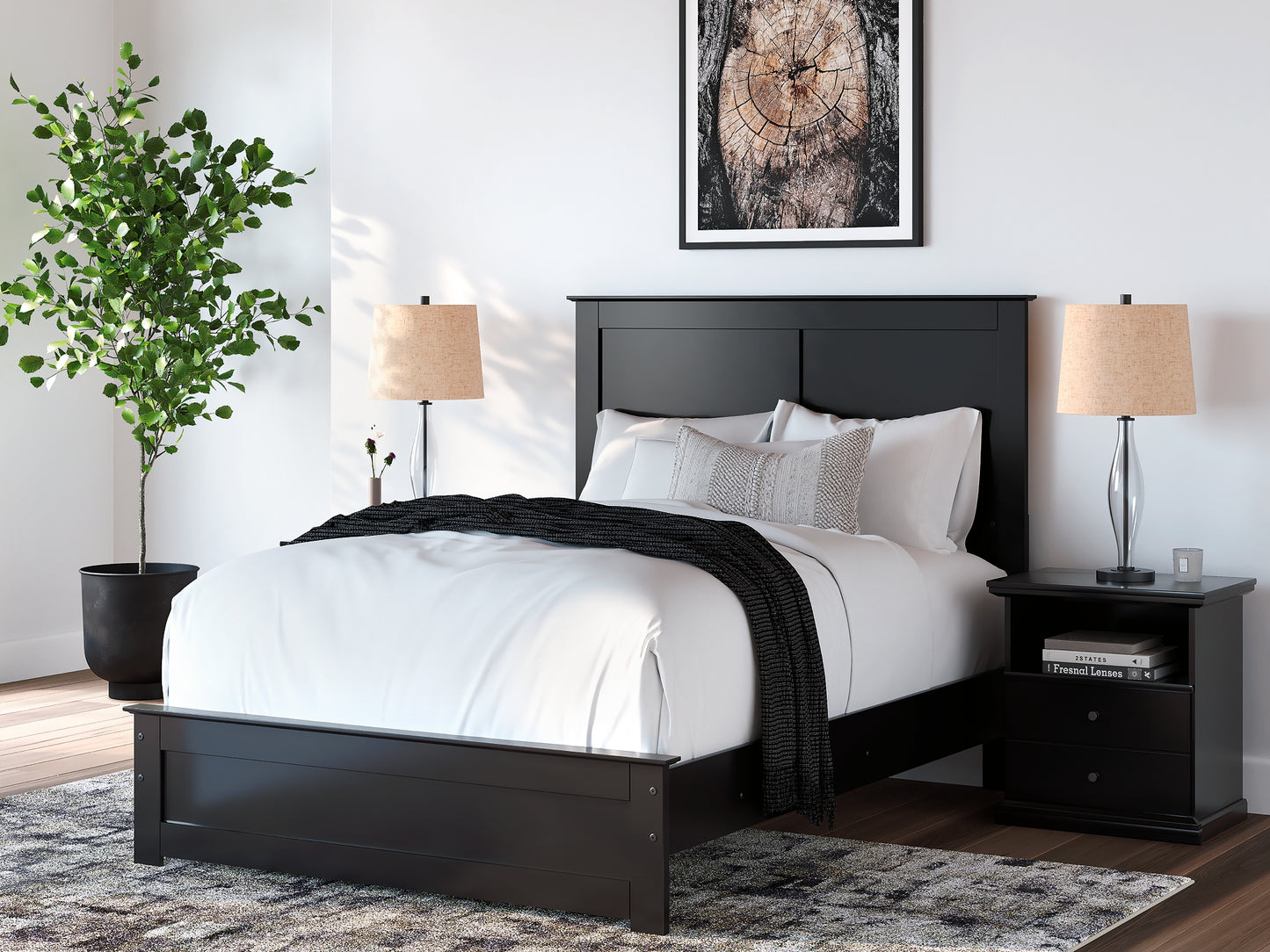 Maribel Full Panel Bed with Mirrored Dresser