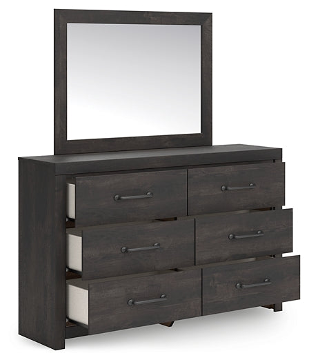 Hollivern Full Panel Bed with Mirrored Dresser, Chest and Nightstand