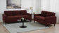 Ruth Fabric Upholstered Track Arm Loveseat Rust Red