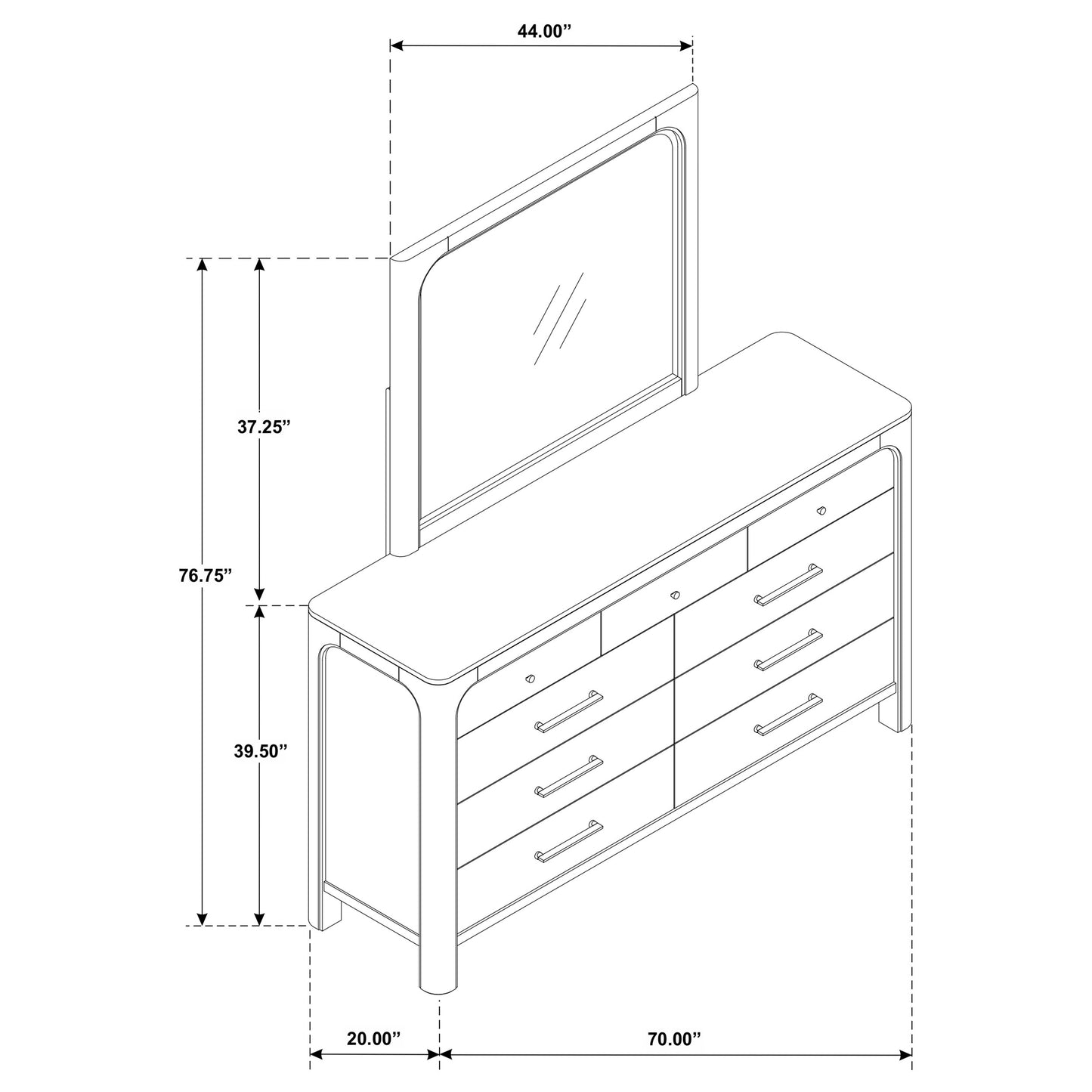 Solano 9-drawer Bedroom Dresser with Mirror Weathered Mango