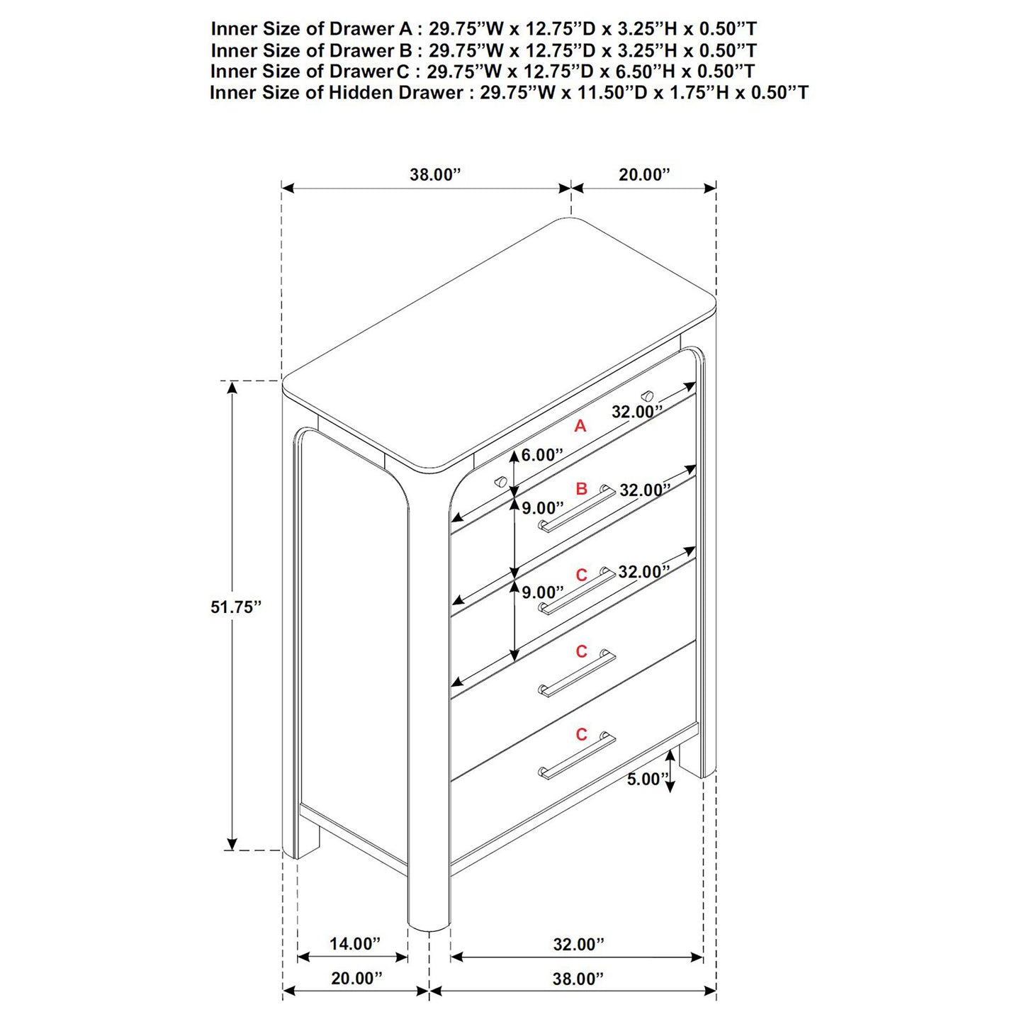 Solano 5-drawer Bedroom Chest of Drawers Weathered Mango