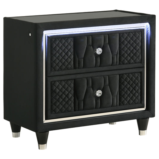 Lorient 2-drawer LED Nightstand with USB Black