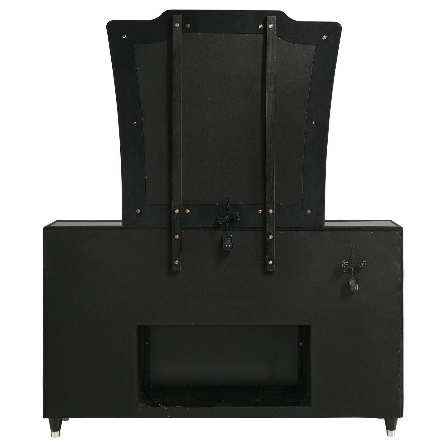 Lorient 8-drawer LED Flame Box Dresser and Mirror Black